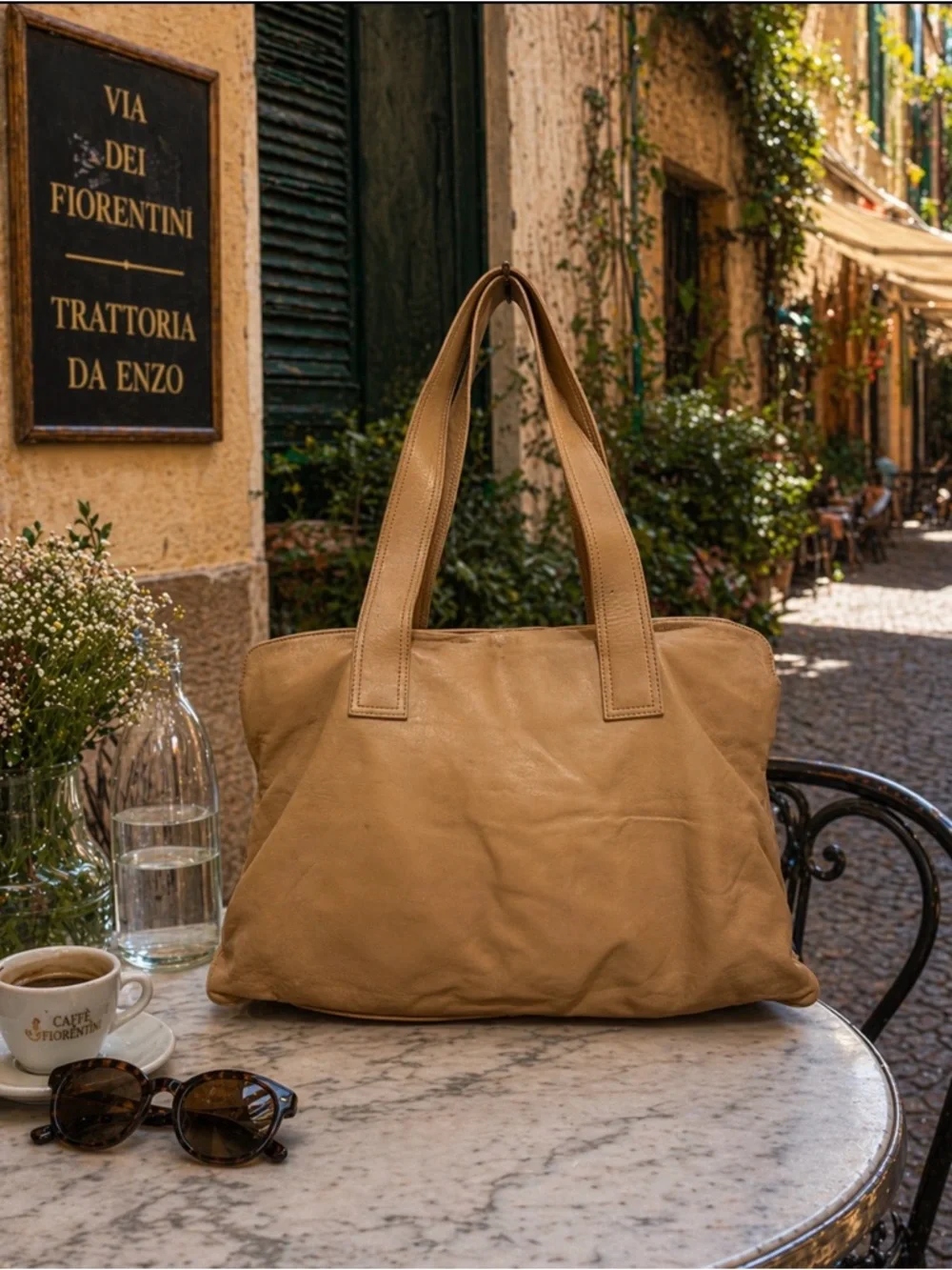 Francesco Biasia Tan Leather Tote bag made in Italy